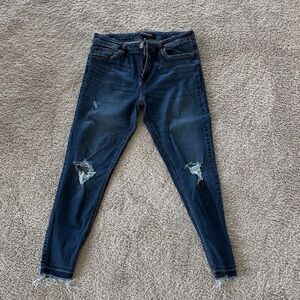 Women's prosperity Dark Blue Distressed Skinny Jeans